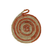 Load image into Gallery viewer, Orange Swirl Jute Coasters - Set of Four