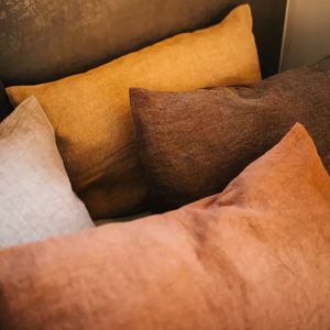 Large 100% Linen Cushion - Ochre