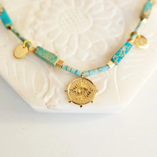 Load image into Gallery viewer, Evil Eye Gemstone Turquoise Beaded Choker Necklace
