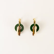 Load image into Gallery viewer, Horn &amp; Green Lacquered 3 Hoop Earrings