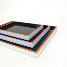 Load image into Gallery viewer, Large Dark &amp; Light Blue Lacquered Tray