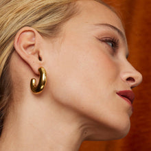 Load image into Gallery viewer, Casey Chunky Gold Hollow Hoop Earrings