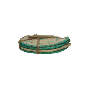 Acqua Swirl Jute Coasters - Set of Four