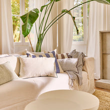 Load image into Gallery viewer, Cirque Magique Blue White Stripe Cushion