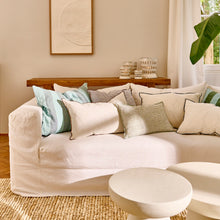 Load image into Gallery viewer, Cirque Magique Grey Blue Stripe Cushion