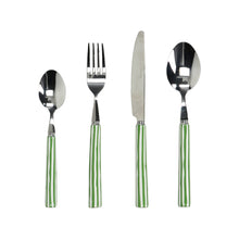 Load image into Gallery viewer, Dali Green Striped Porcelain Cutlery 16 Pcs