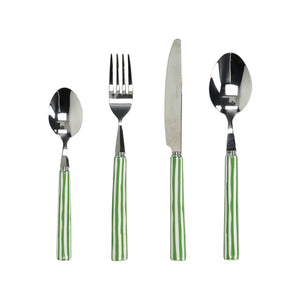 Dali Green Striped Porcelain Cutlery 16 Pcs