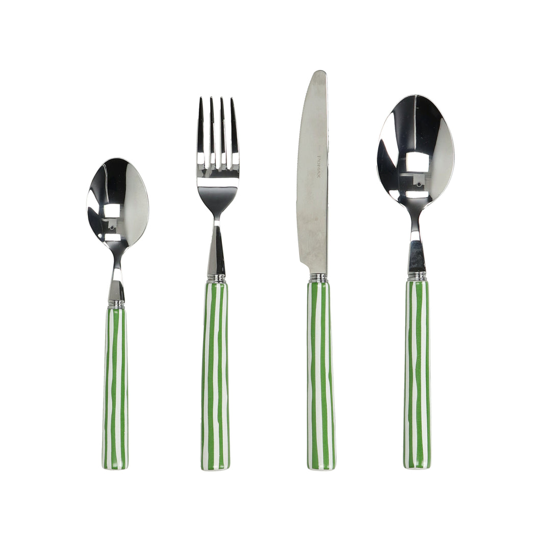 Dali Green Striped Porcelain Cutlery 16 Pcs