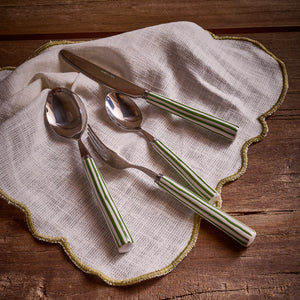 Dali Green Striped Porcelain Cutlery 16 Pcs