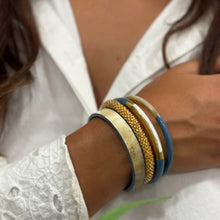 Load image into Gallery viewer, Lacquered Buffalo Horn Bangle - Teal Blue