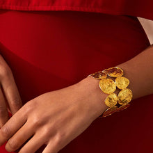 Load image into Gallery viewer, Double Row Gold Coin Cuff