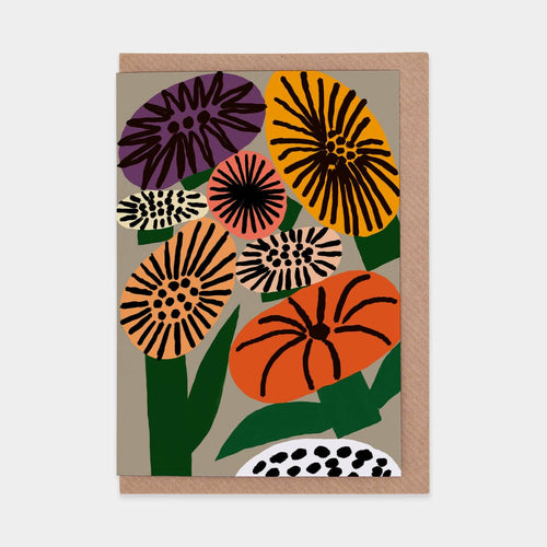 Memphis Flowers Gold Greetings Card