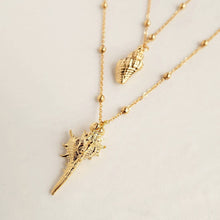 Load image into Gallery viewer, Gold Seashell Shell Boho Statement Necklace