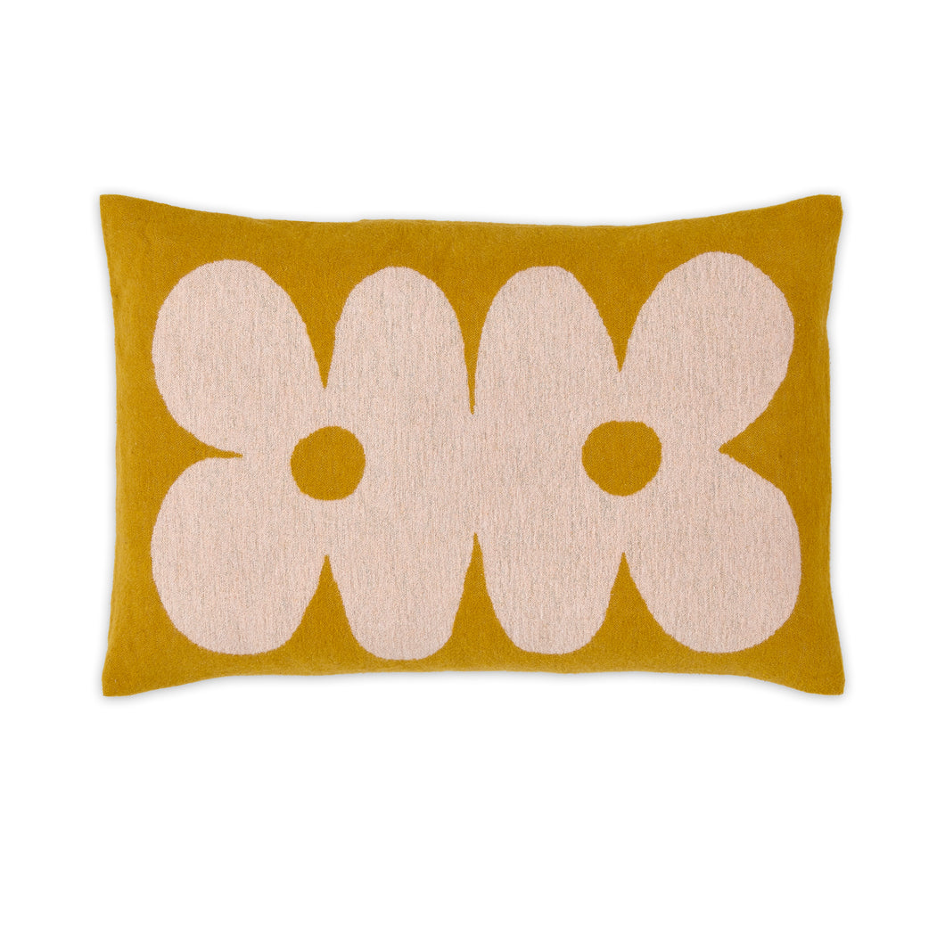 Daisy Brushed Cotton Cushion | Turmeric & Pink