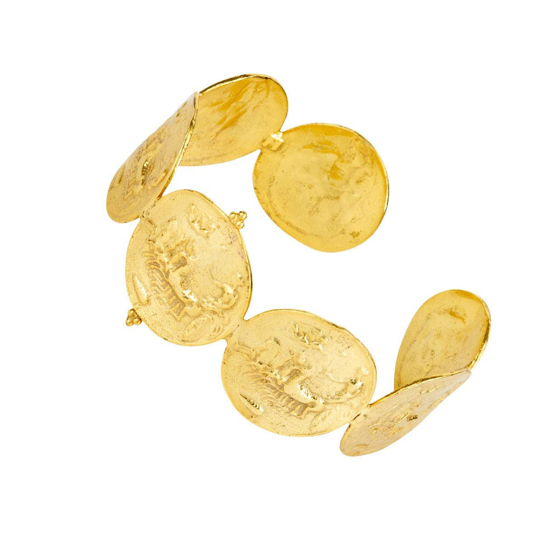 Apollo Gold Greek Coin Cuff