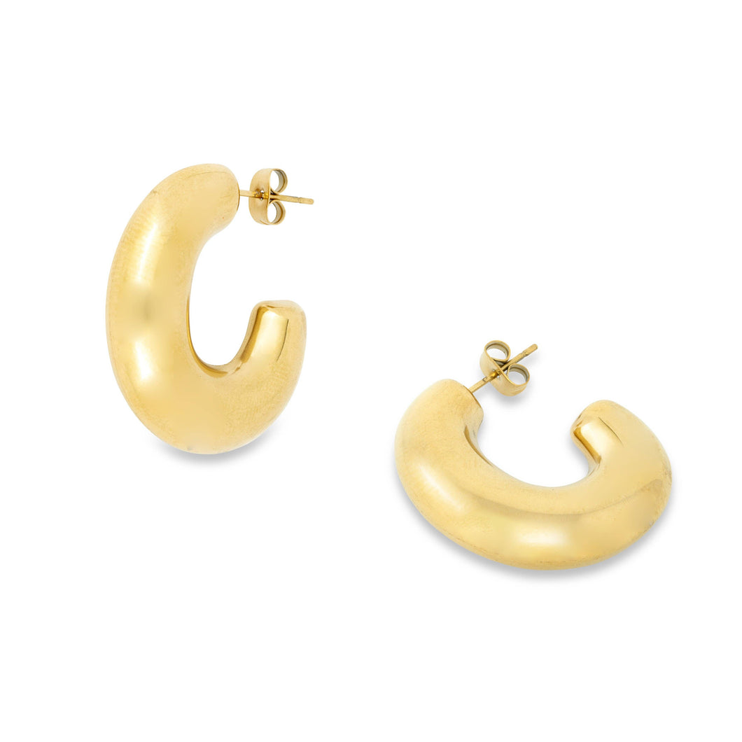 Casey Chunky Gold Hollow Hoop Earrings