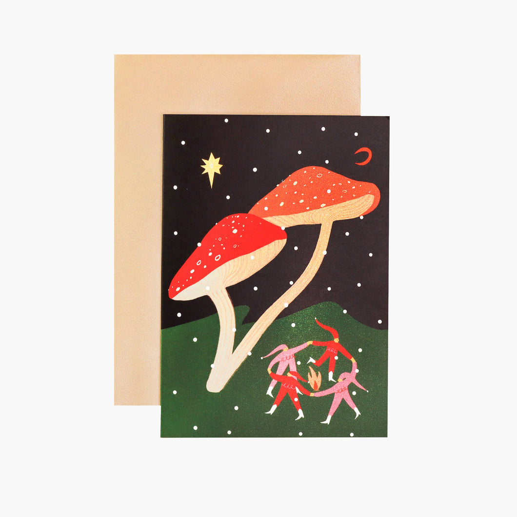 Folky Elves Christmas Card