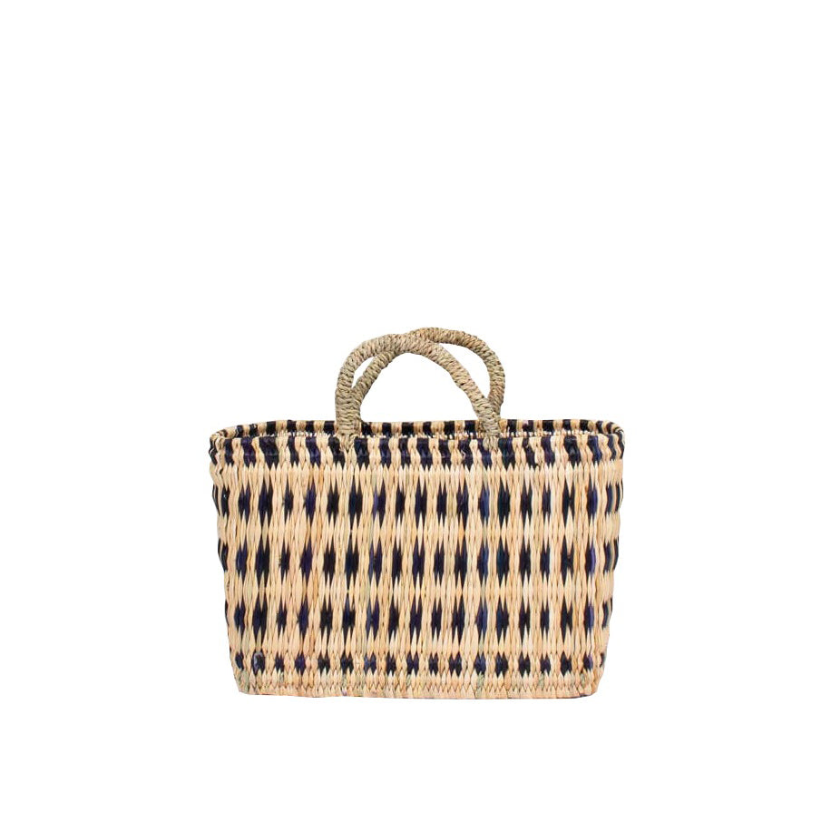 Indigo Woven Reed Small Basket