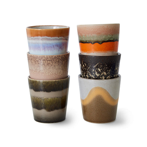 HKliving 70's Ceramic Elements Coffee Cups - Set of Six
