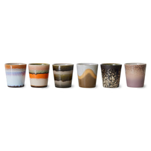 HKliving 70's Ceramic Elements Coffee Cups - Set of Six