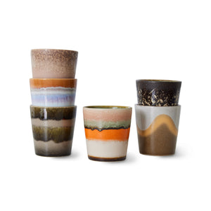 HKliving 70's Ceramic Elements Coffee Cups - Set of Six