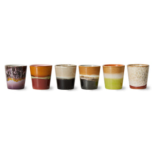 HKliving 70's Ceramic Soil Coffee Cups - Set of Six