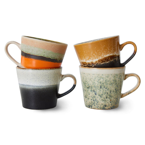 HKliving 70's Ceramic Verve Cappuccino Mugs - Set of Four