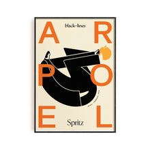 Load image into Gallery viewer, Black Lines Aperol Spritz Print A2