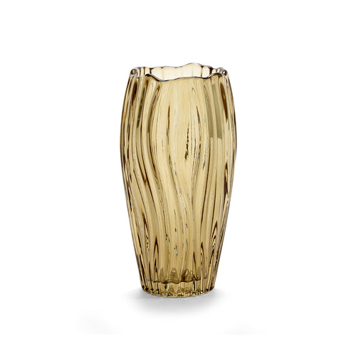 Serax Ribbed Amber Glass Vase