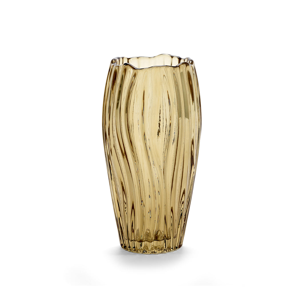 Serax Ribbed Amber Glass Vase