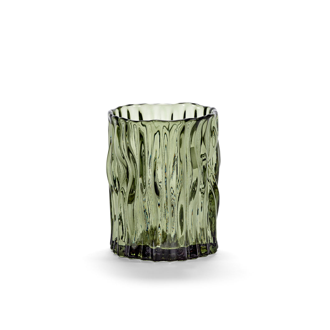 Serax Ribbed Green Glass Vase
