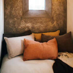 Large 100% Linen Cushion - Brown