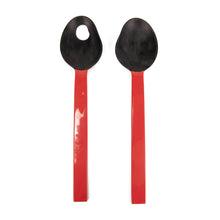 Load image into Gallery viewer, Black Horn and Red Lacquer Salad Servers