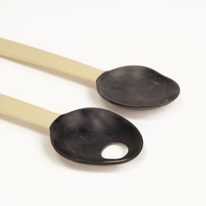 Black Horn and Yellow Laquer Salad Servers