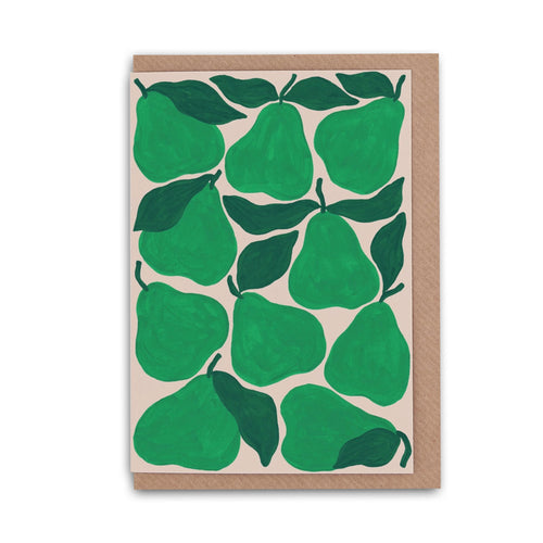 Green Pears Greetings Card