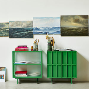 HKliving Ribbed Glass Fern Green Vitrine