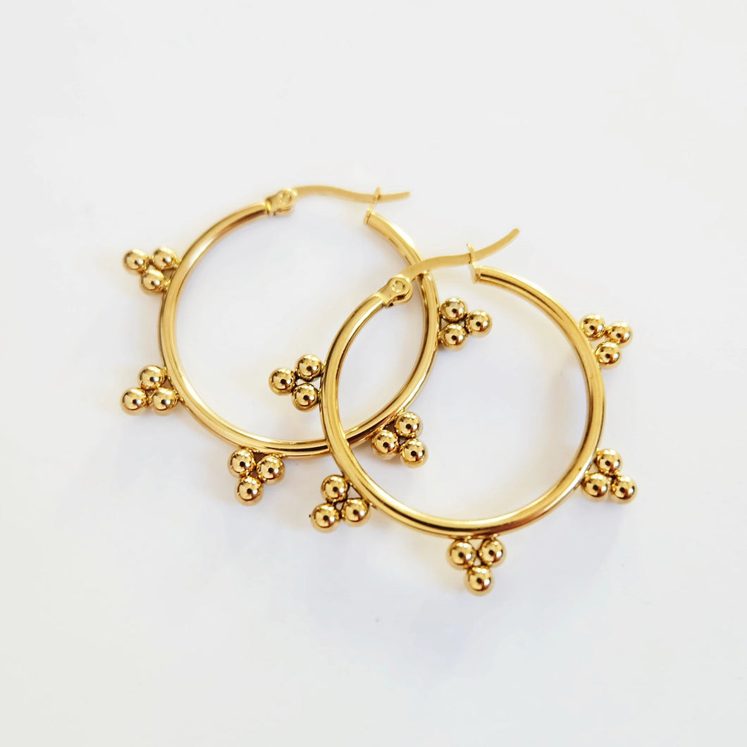 Large Ornate Gold Hoop Earrings