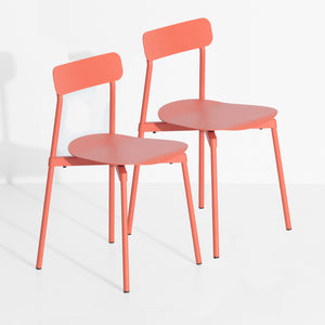Fromme Coral Metal Chairs - Pair Ex-Display