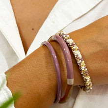 Load image into Gallery viewer, Lacquered Buffalo Horn Bangle – Mauve &amp; Beige