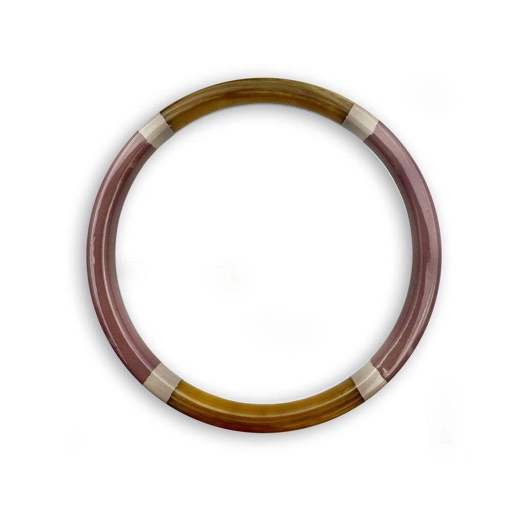 Lacquered Buffalo Horn Bangle – Mauve & Beige