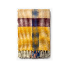 Load image into Gallery viewer, Waffle Woollen Blanket Yellow and Bordeaux