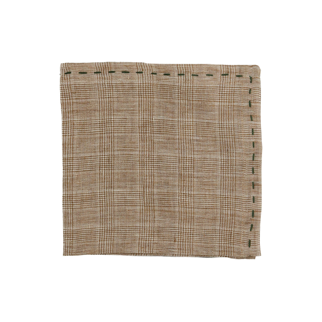 Genova Brown Check Linen Napkin