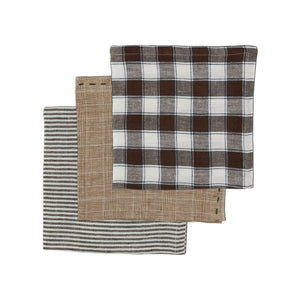 Genova Brown Gingham Linen Napkin