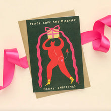 Load image into Gallery viewer, Peace, Love and Mischief Christmas Greeting Card