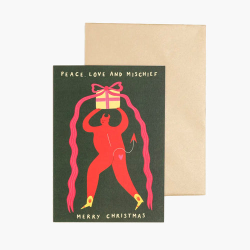 Peace, Love and Mischief Christmas Greeting Card