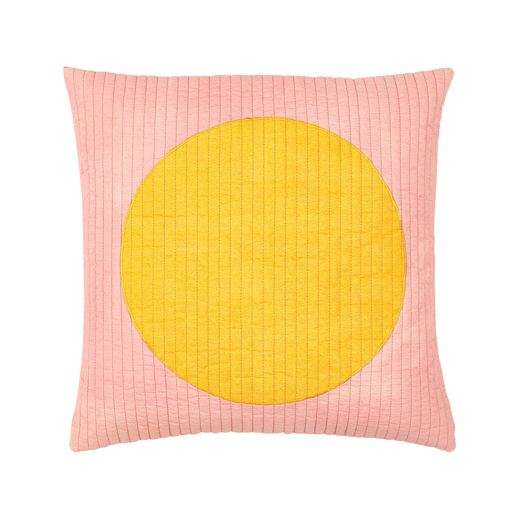 Quilted Full Moon Cushion Cover - Pink & Honey