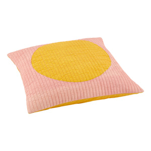 Quilted Full Moon Cushion Cover - Pink & Honey