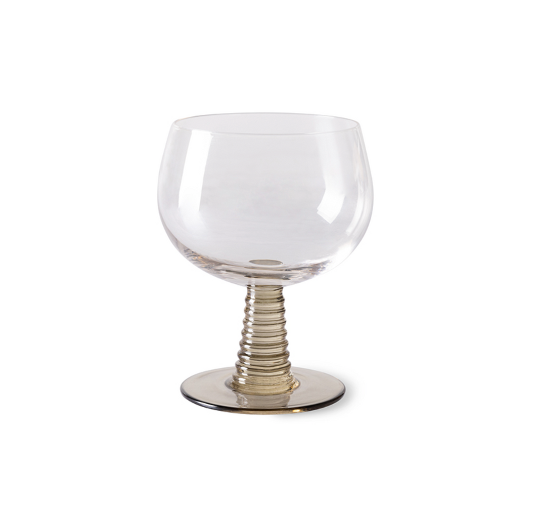 HKLIVING Green Low Swirl Wine Glass