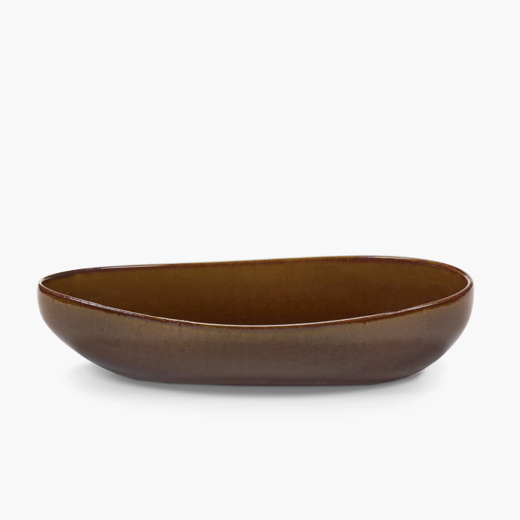 Out of Lines Oval Serving Bowl Ocher