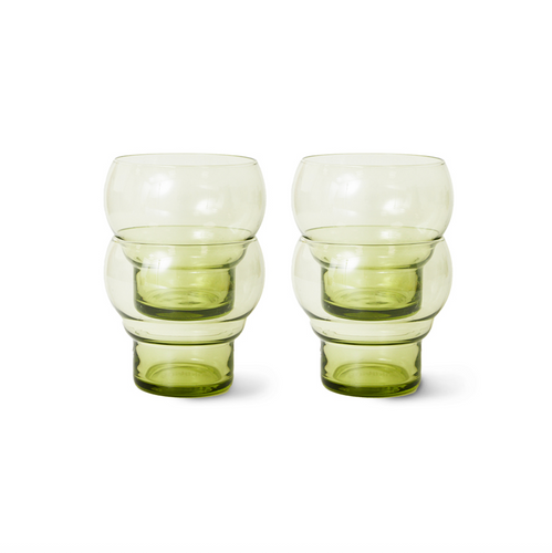 HKLIVING Mint Green Bulb Glass Set